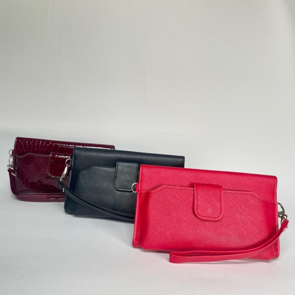 Black, Red & Burgundy Leather Convertible Women's Purses Bundle - 3 COUNT